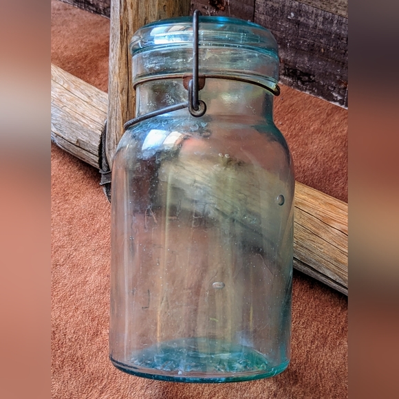 Vintage Aqua Blue Atlas Seal With Wire & Glass Lid Jar - Picture 3 of 6